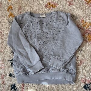 Zara Girl's Gray Lace Overlay Sweater Size 4-5